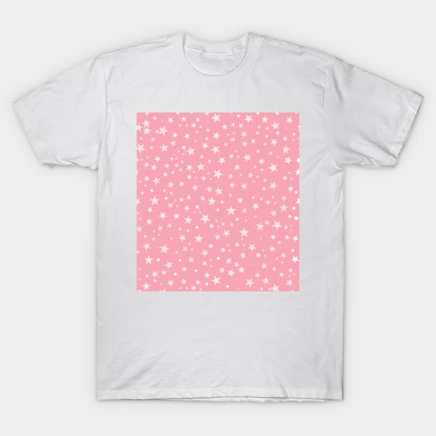 Pink and soft pink romantic stars vector background pattern.ai T-Shirt by GULSENGUNEL